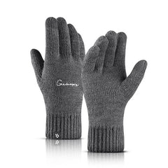Men's Winter Knit Gloves Double Layer Hand Cover Windproof & Warm Fleece