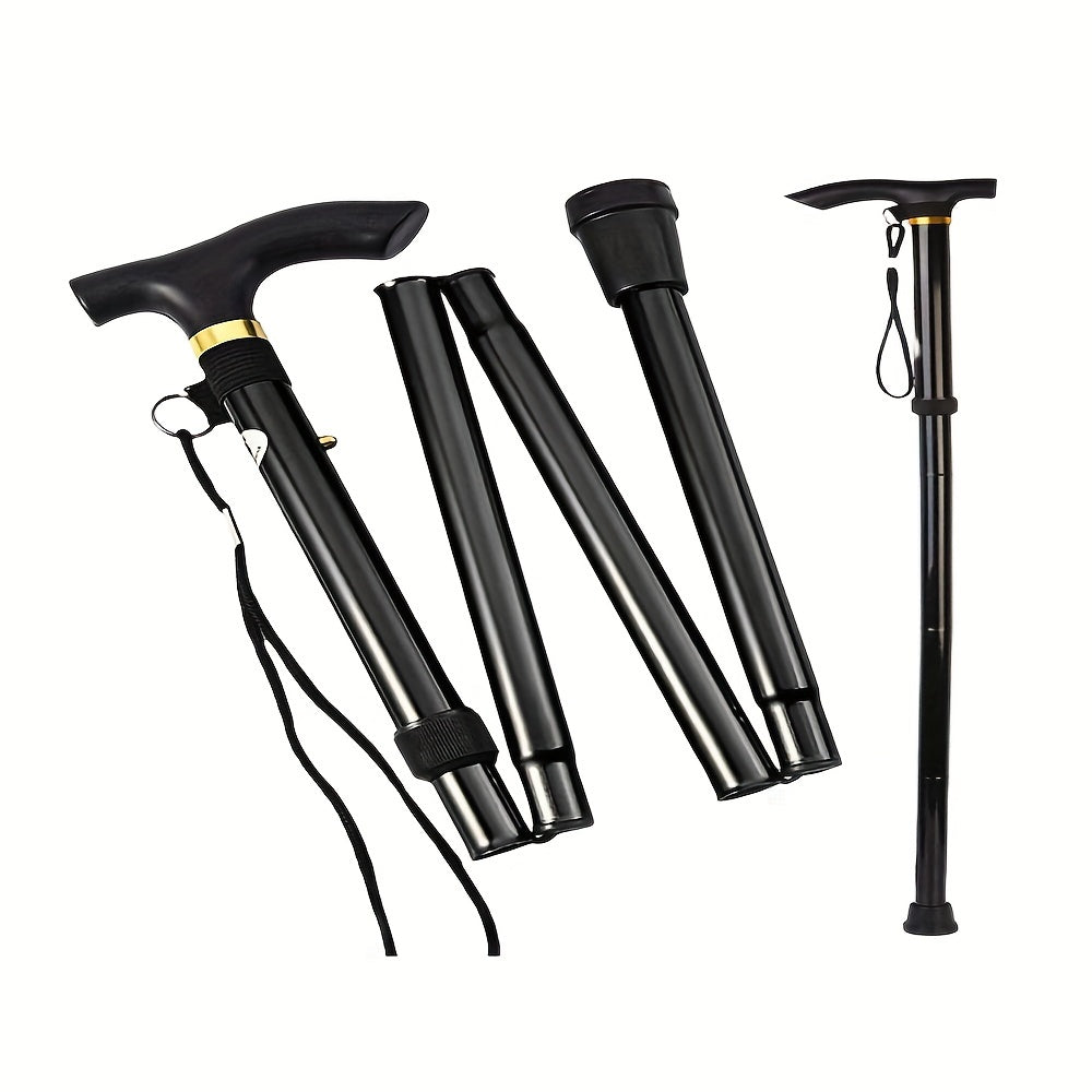 Foldable Hiking Cane Adjustable Height Rubber Tip