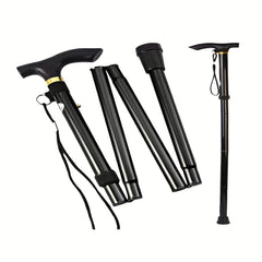 Foldable Hiking Cane Adjustable Height Rubber Tip