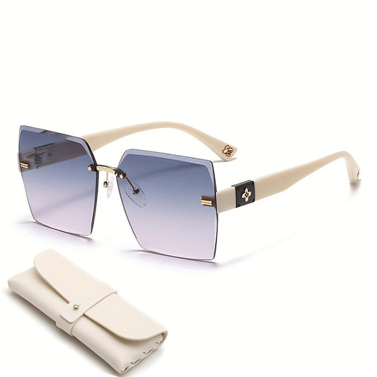 Square Rimless Sunglasses Clover Gradient UV400 Sun Shades For Summer Beach