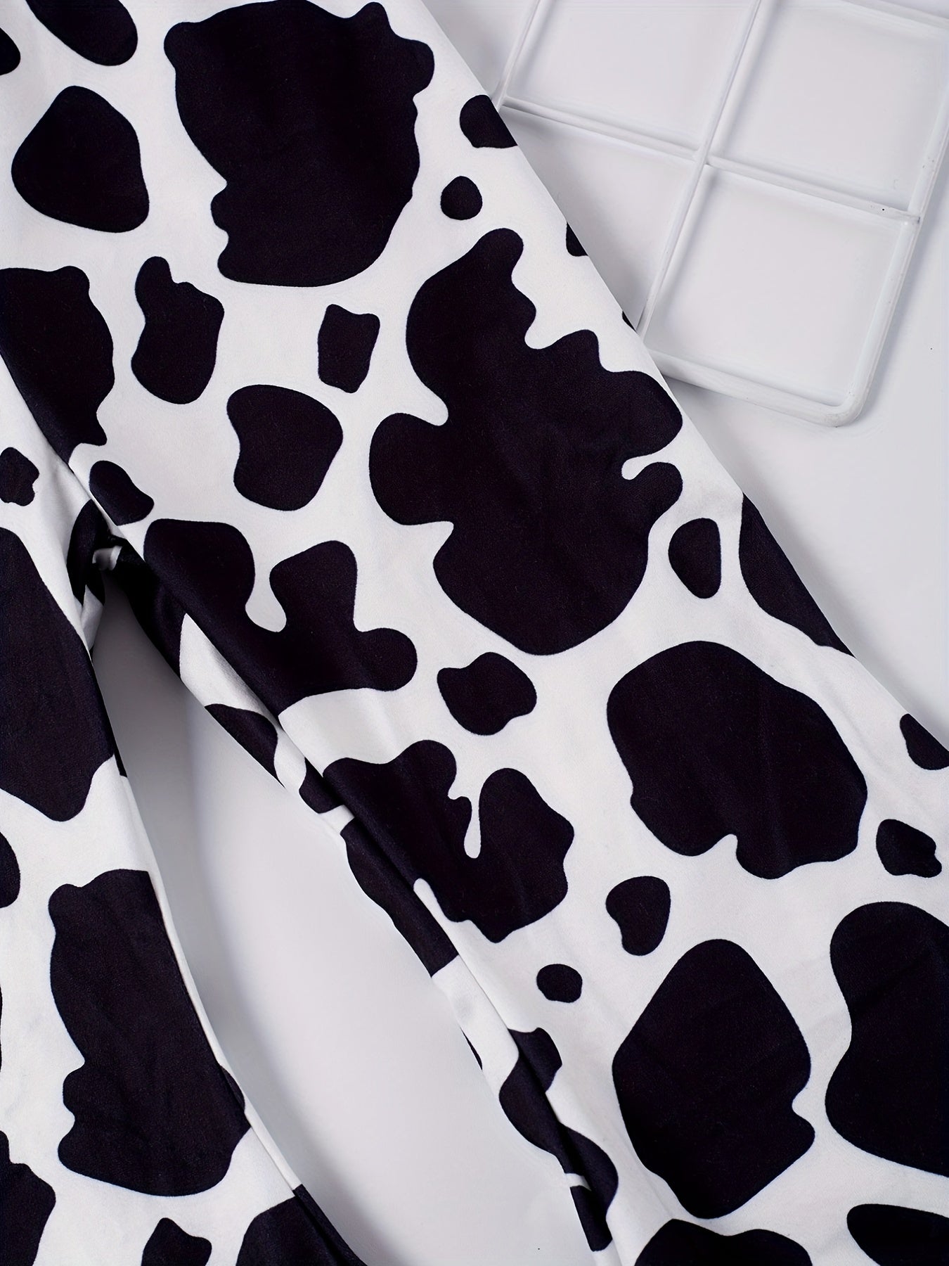 Cow Slim Flare Leg Pants for Toddler Girls
