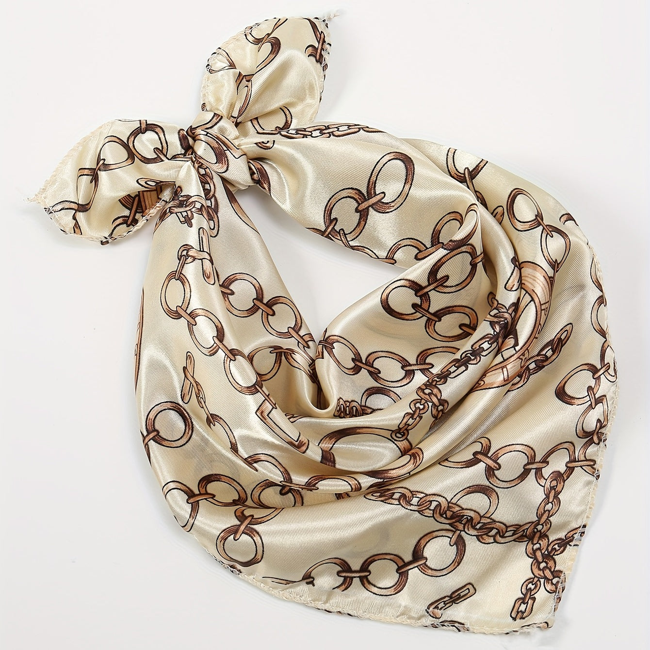 Square Satin Scarf Chain Print Neckerchief Hair Wrap
