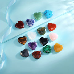 Natural Heart Shaped Crystal Stones 10Pcs Worry Stones Healing Carved Stones