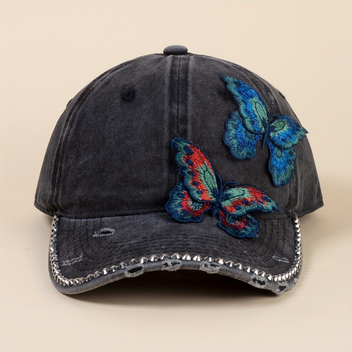 Vintage Butterfly Baseball Cap Washed Distressed Sun Hat