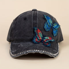 Vintage Butterfly Baseball Cap Washed Distressed Sun Hat