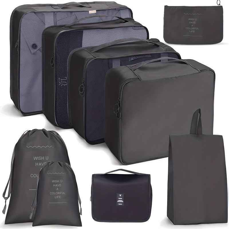 9 Pcs Lightweight Zipper Luggage Bags for Travel Organizers