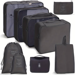 9 Pcs Lightweight Zipper Luggage Bags for Travel Organizers