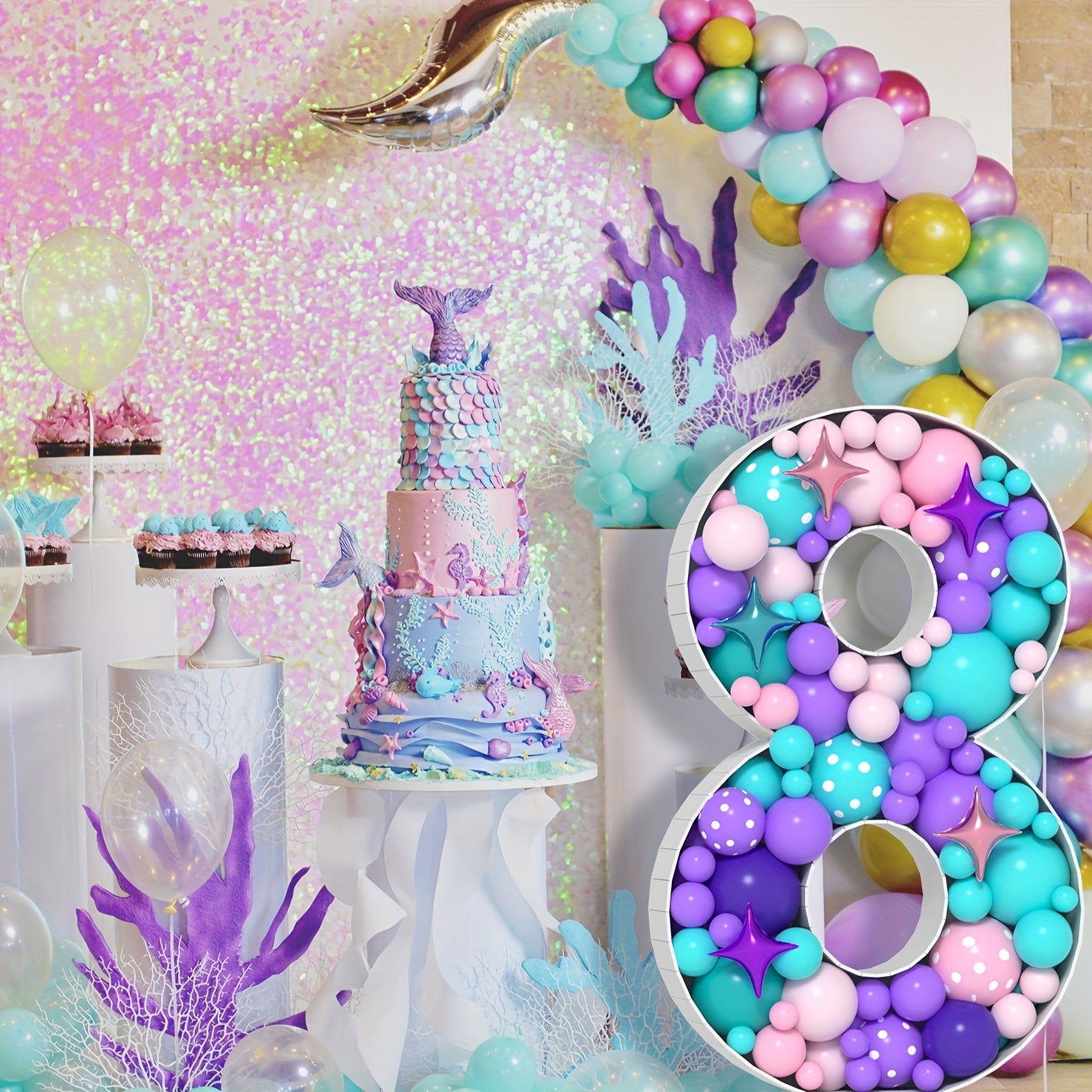 Mosaic Balloon Frame Number 0-9 Marquee Foam Board Backdrop
