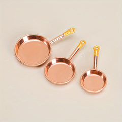 3pcs Mini Long Handle Pans Dollhouse Kitchen Accessories Food Play Scene Model