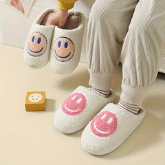 Happy Face Cozy Slippers For Girls Anti-Skid Indoor Shoes