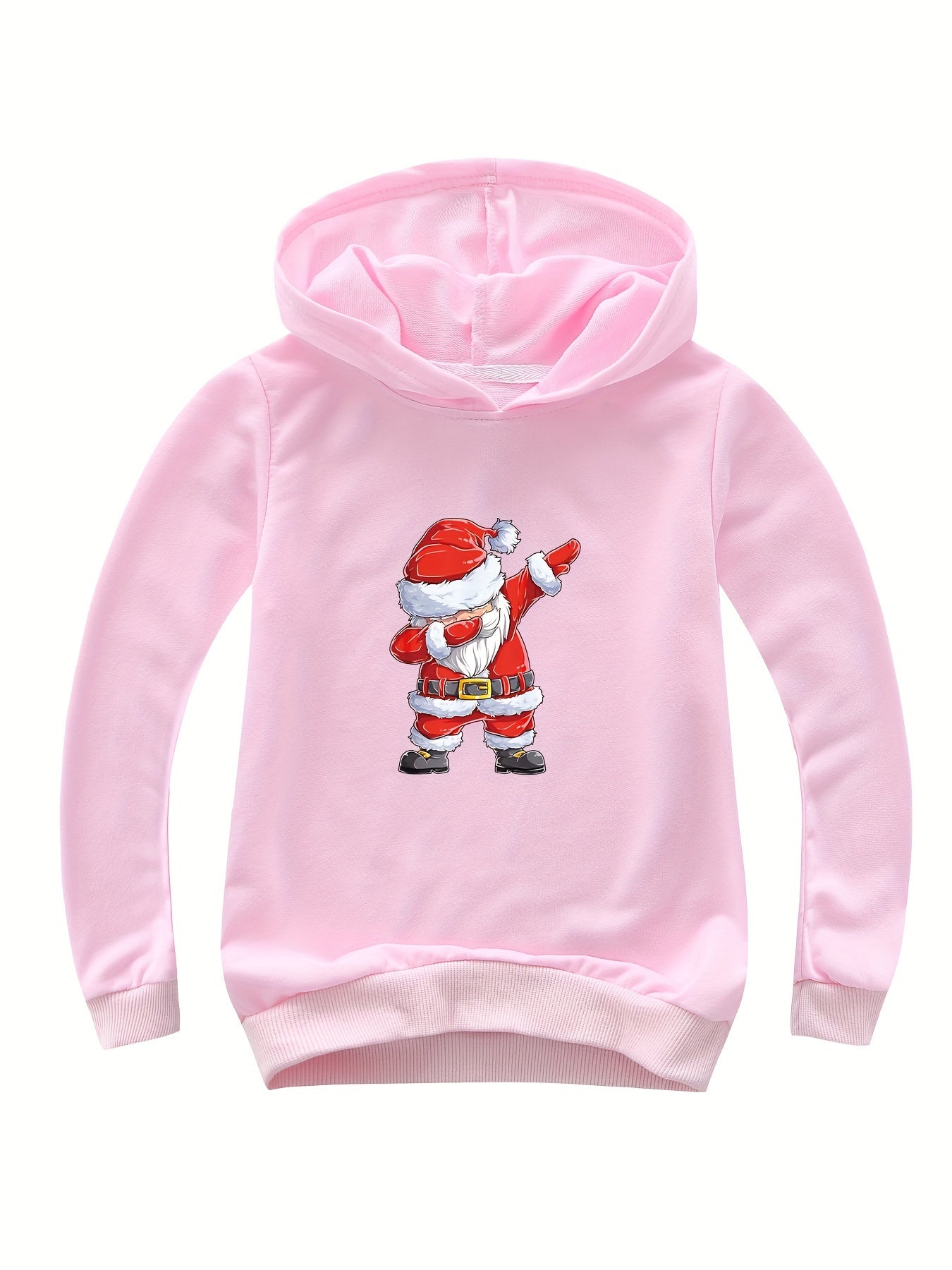 Dancing Santa Print Cotton Hoodie Girls Pullover Spring Fall Christmas