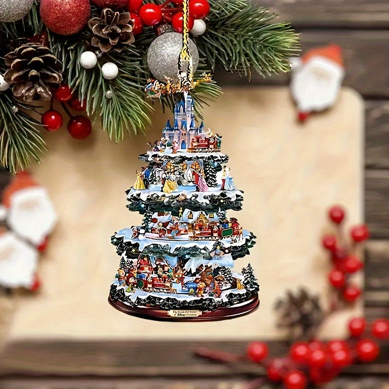 Flat 2D Acrylic Christmas Tree Pendant - Holiday Wishes & Festive Atmosphere