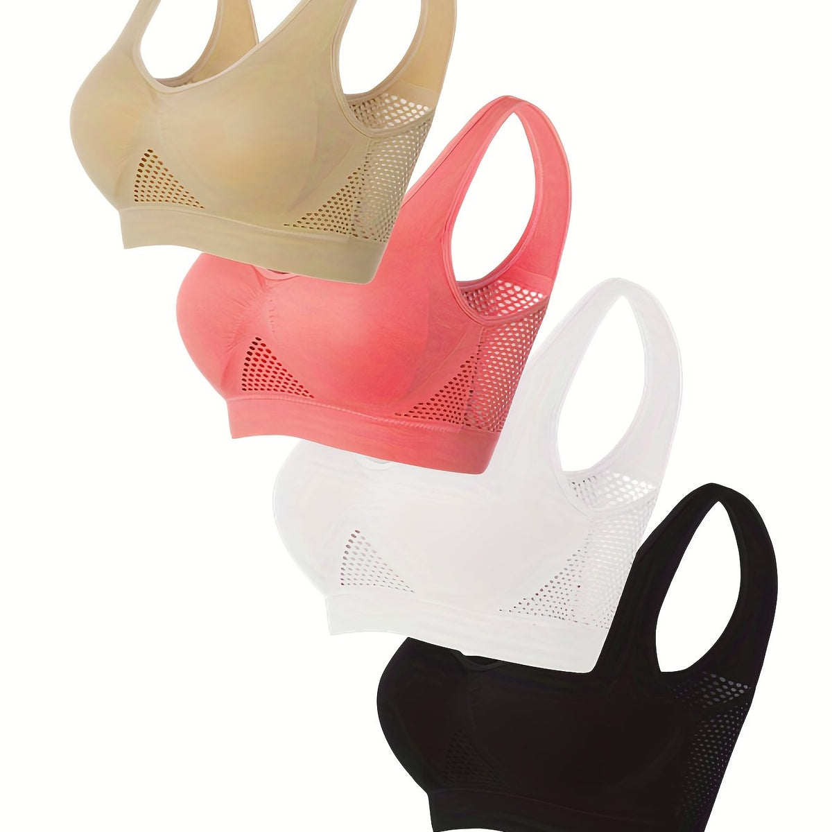 4pcs Breathable Cut Out Sports Bras Workout Tank Bra