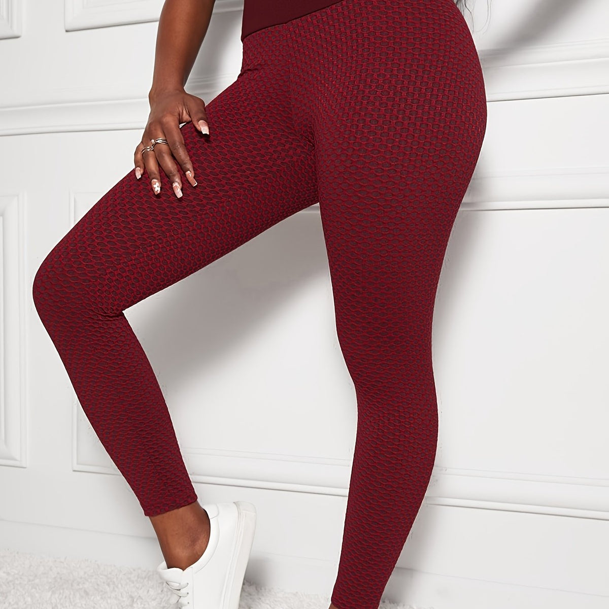 High Waist Honeycomb Sports Leggings Butt Lifting Yoga