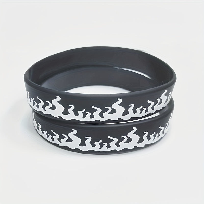 3Pcs Printed Flame Silicone Bracelet Music Party Gift