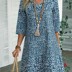  Boho Dress Women's Allover Print V Neck Slight Stretch Mini Dress