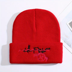 Lil Peep Cartoon Embroidery Knit Hat Outdoor Warm Pullover Hip hop Cold Hat