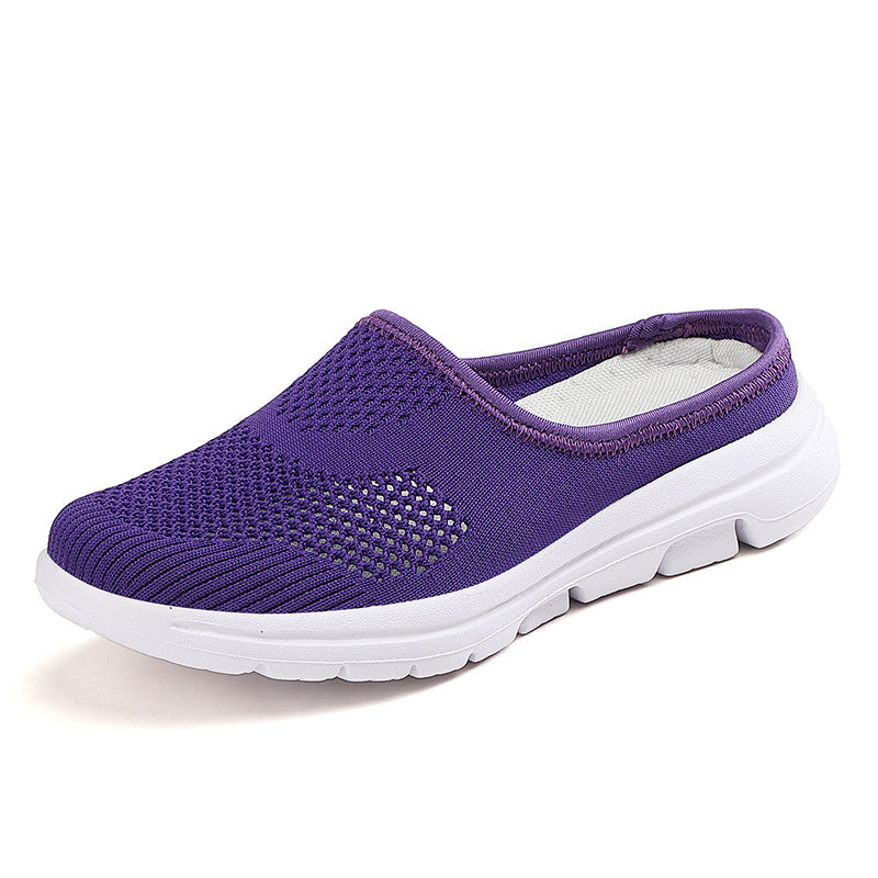 Women's Mesh Hollow Out Slip On Mules Flat Casual Shoes