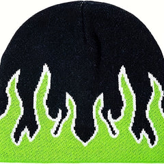 Y2K Flame Jacquard Beanie Unisex Hip Hop Knit Hat