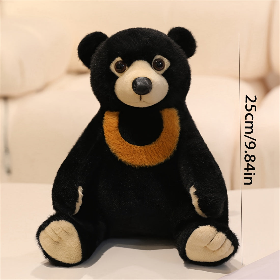 DOYOUDO Bear Plush Toy 9.84 Stuffed Animal Orange Collar Home Decor Birthday