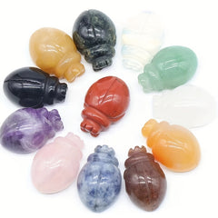 Carving Dung Beetle Natural Healing Crystal Jewelry Desk Decor Children Gift
