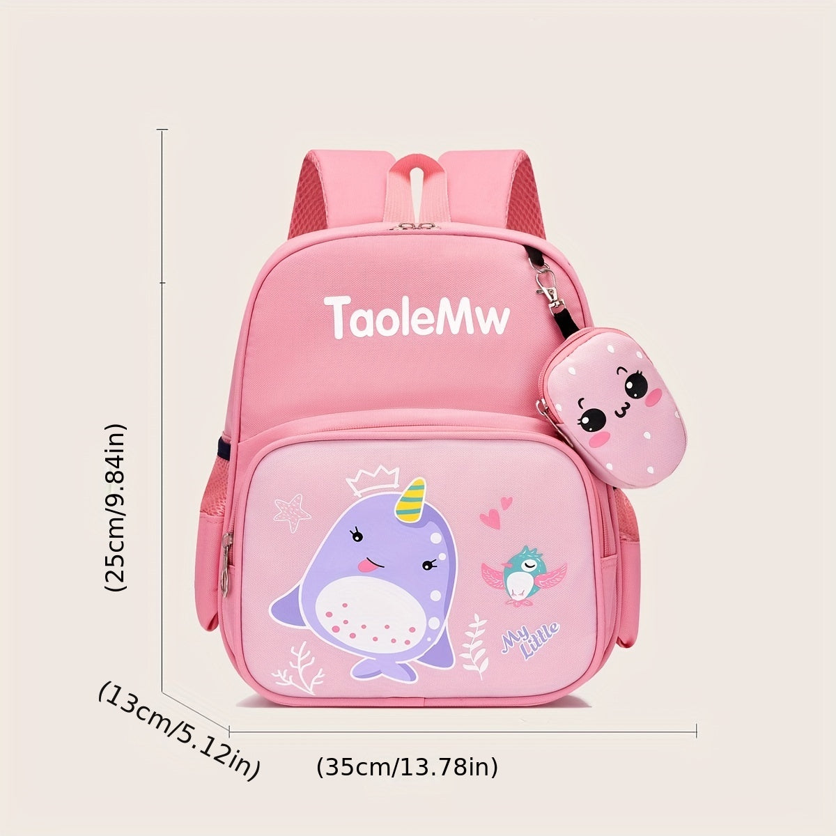Kids Princess Cartoon Backpack for Girls Boys with Coin Purse