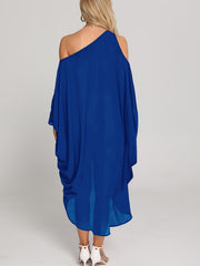 One Shoulder Cover Up Shirt Loose Fit Asymmetrical Long Sleeve Rash Guard