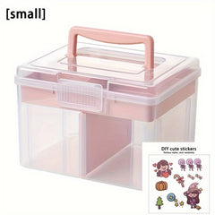 Portable 2 Tier Sewing & Knitting Supplies Storage Box with Removable Tray