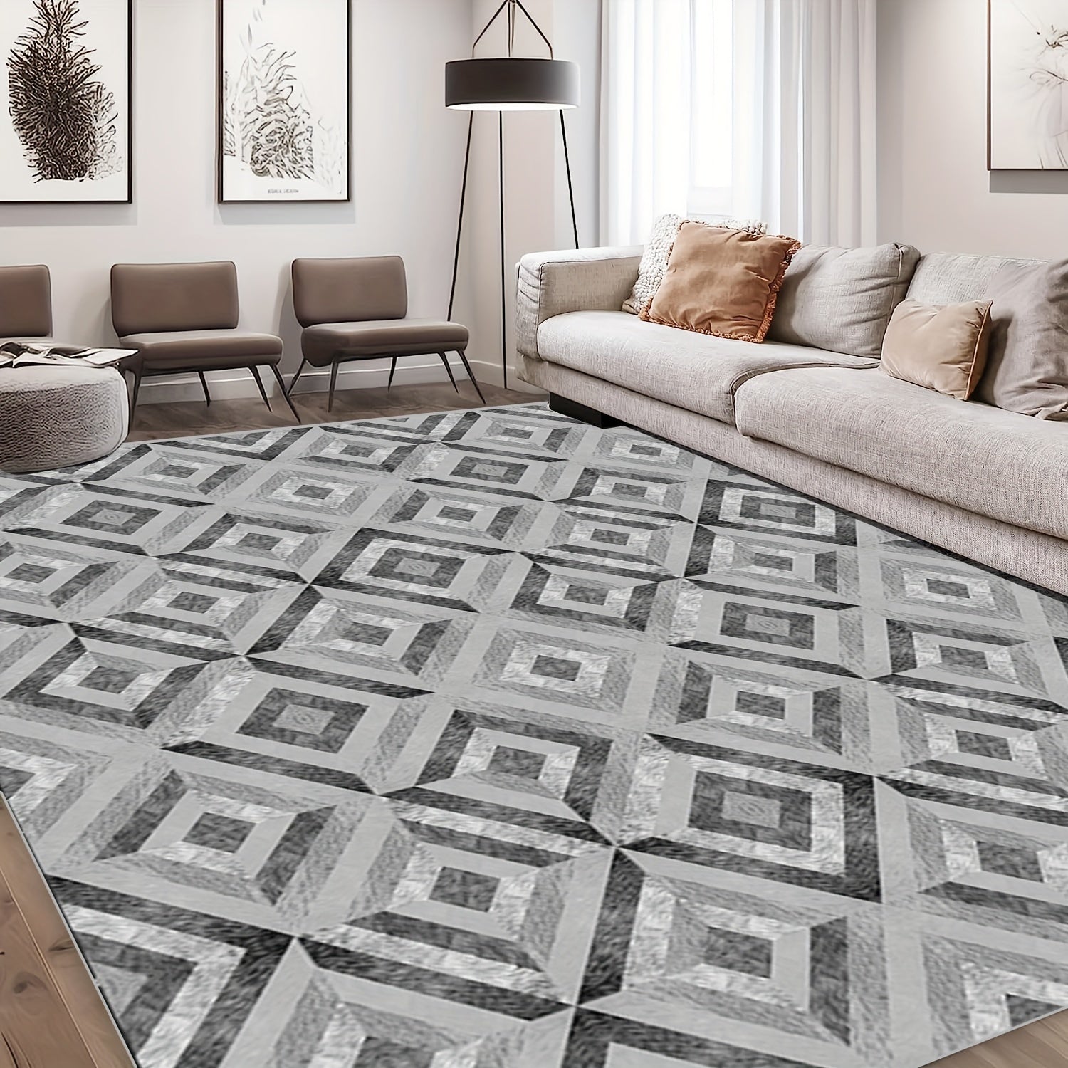 Quadrilateral Carpet for Any Space Anti Slip Easy to Clean