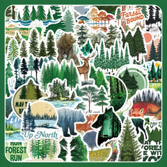 50pcs Green Forest Stickers Healing Waterproof Stickers