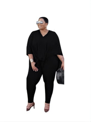 Solid Longline Tee & High Waist Legging Set Plus Size