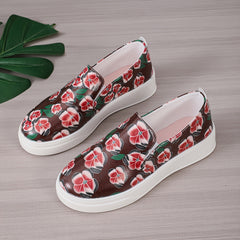 Floral Pattern Slip On Sneakers Lightweight Comfortable Shoes
