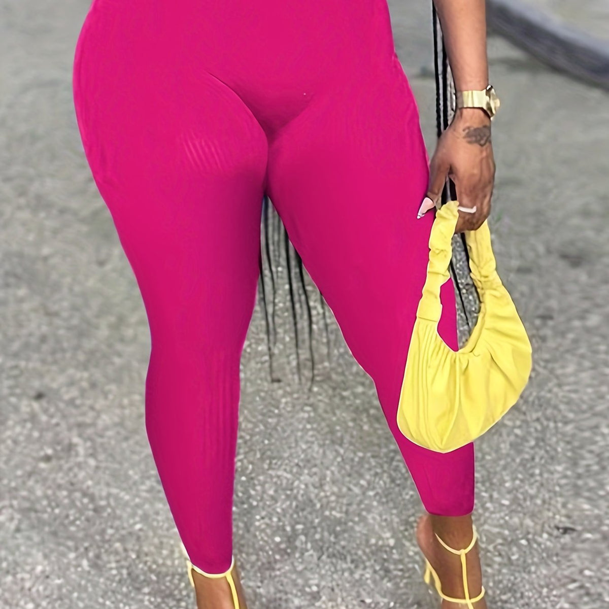  Basic Leggings Women's Plus Plain High Rise Skinny Leggings