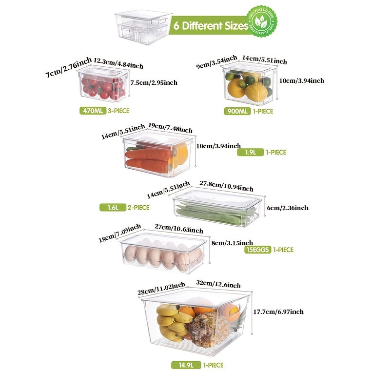 16pcs Refrigerator Storage Box Food Classification Storage Tank