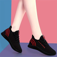 Women's Breathable Mesh Sports Shoes - Lace Up Low Top Running Sneakers