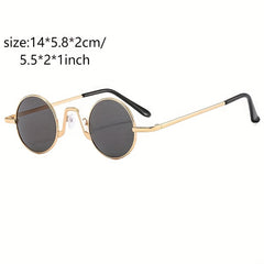 Round Metal Sunglasses Vintage Punk Tinted UV400 Sun Shades