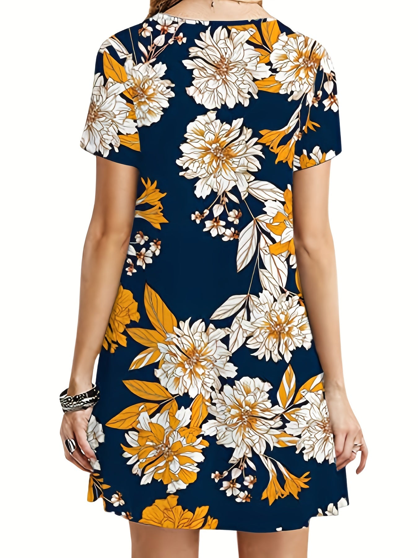 Floral Print Short Sleeve Tee Dress