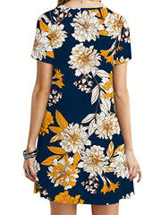 Floral Print Short Sleeve Tee Dress