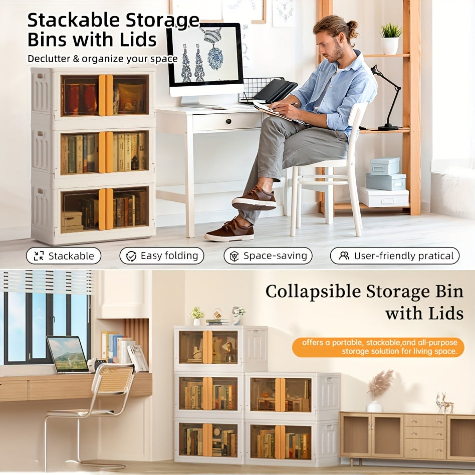 Plastic Storage Bins with Wheels Stackable Storage Bins DVD Front Opening