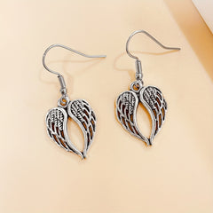 Vintage Silver Heart Drop Earrings for Men