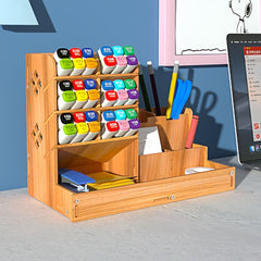 Wooden Pen Organizer: Desk, Office, School & Home