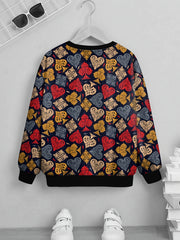 Boys Pattern Print Sweatshirt Long Sleeve Pullover Top