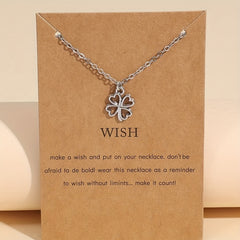 Lucky Clover Pendant Necklace Small Flower Chain Necklace