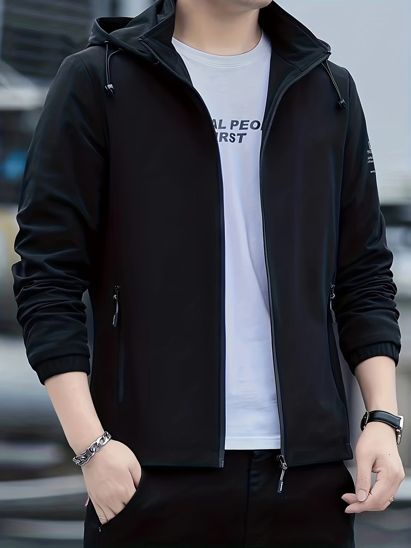 Men's Slim Fit Zippered Hooded Casual Jacket