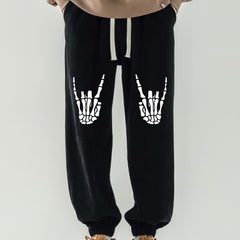 Men's Skull Finger Print Drawstring Lounge Pants