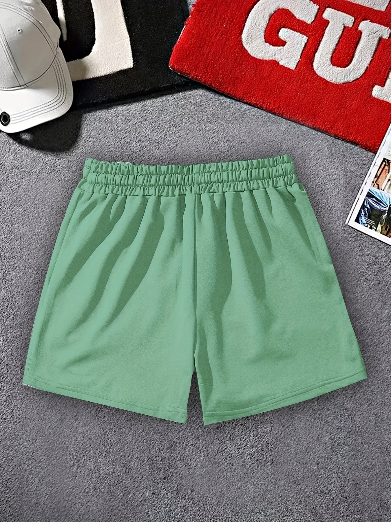 Men's Casual Letter Print Track Shorts Drawstring Waist Summer Workout Shorts
