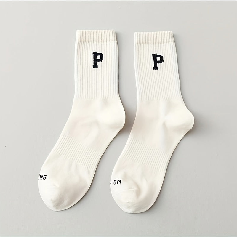 Women's Letter Print Mid Tube Socks