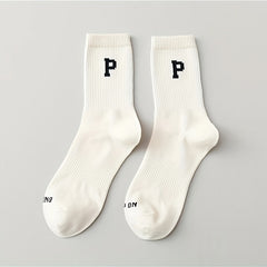Women's Letter Print Mid Tube Socks