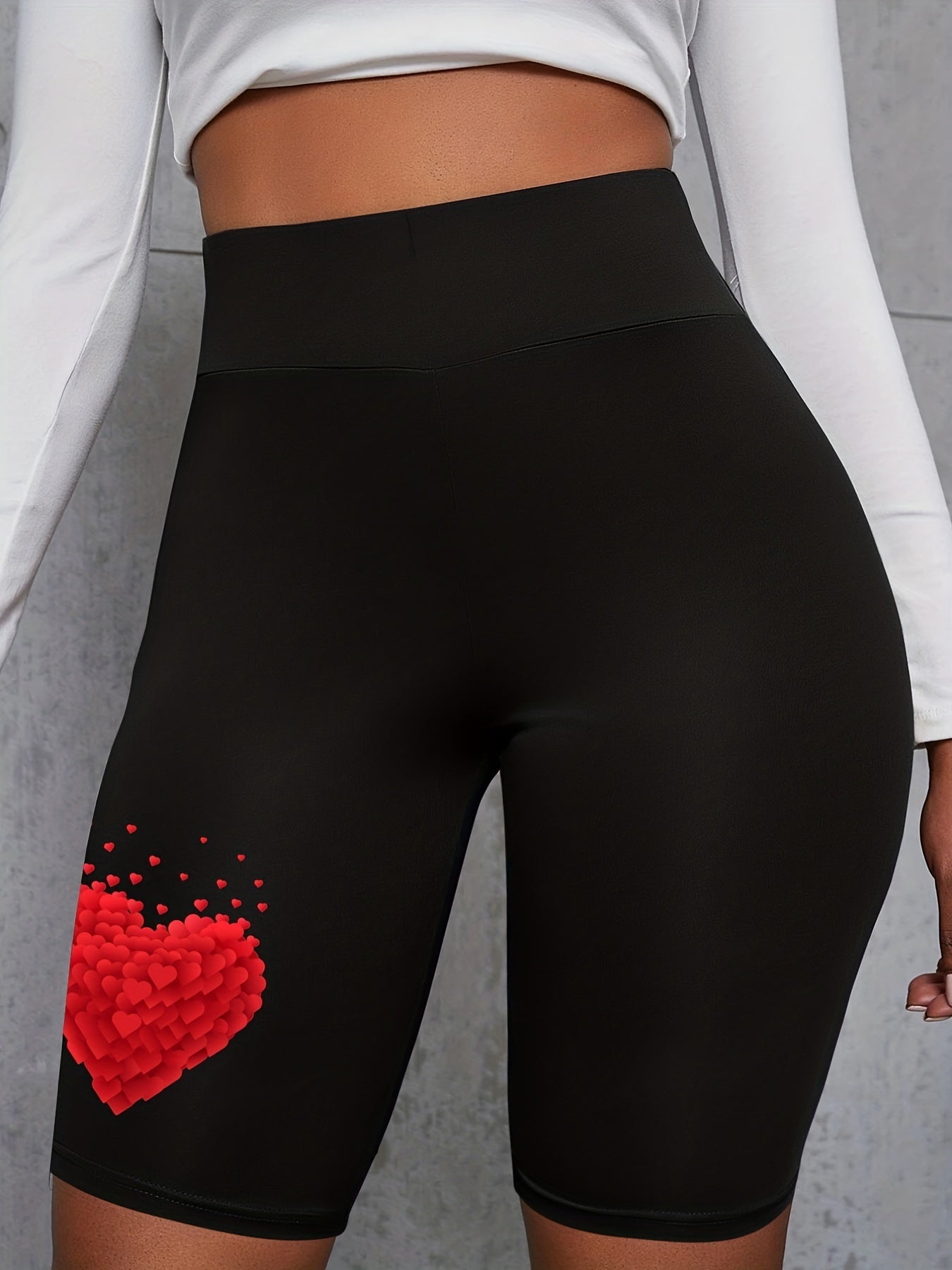  Women's Graphic Print High Rise Skinny Fitness Shorts