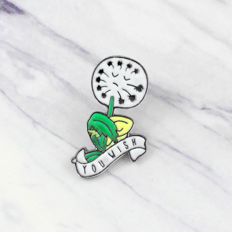 Green Dandelion Brooch Funny Chest Pin